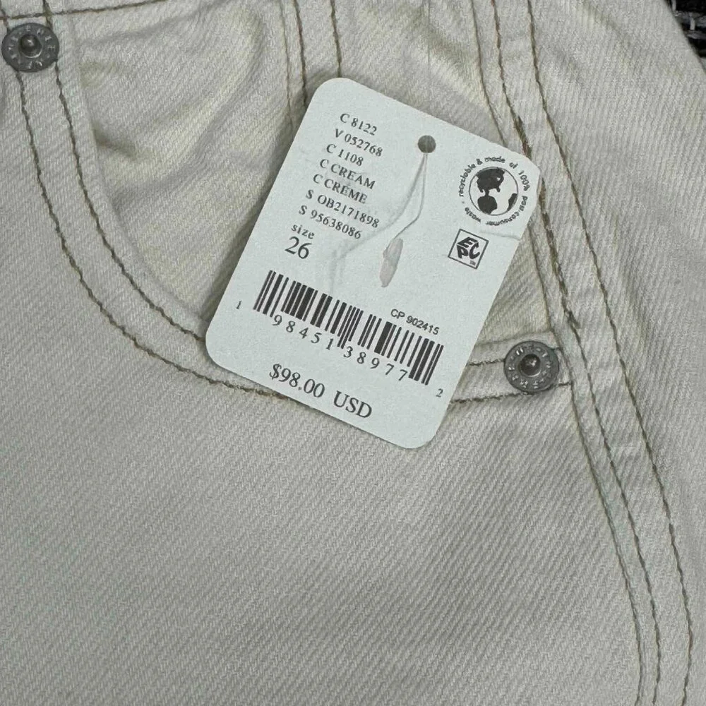 Free People We The Free Aster Straight Leg Jeans 100%‎ Cotton Cream Size 26